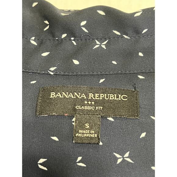 Banana Republic Classic Fit Oversized Button Up Top Drapey Abstract Blue Small - Picture 7 of 13